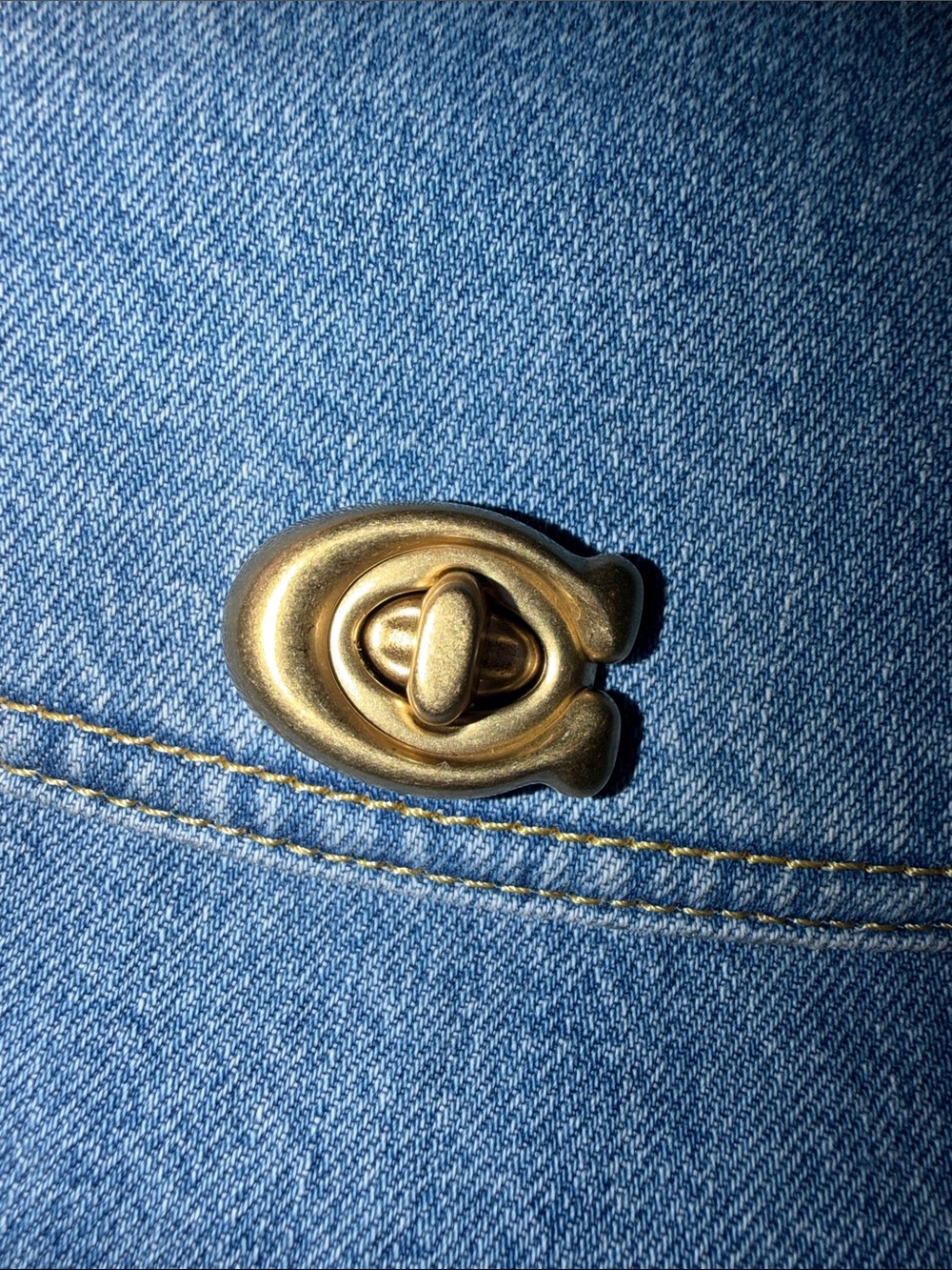 Coach Cassie 19 Denim Crossbody Bag with Gold C turn lock. - Blue - Picture 4 of 5